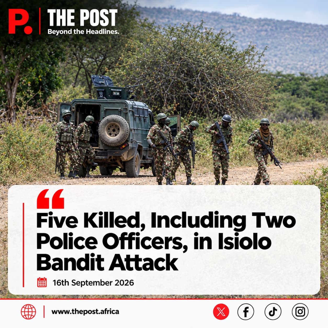 Five Killed, Including Two Police Officers, in Isiolo Bandit Attack